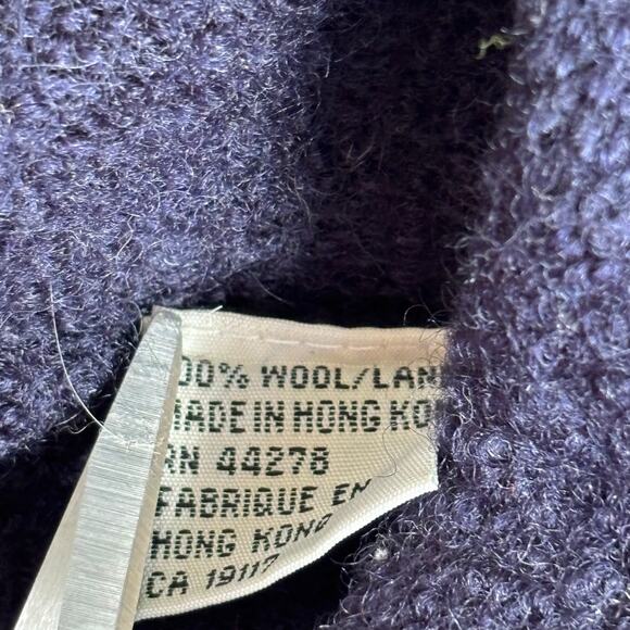 Vintage Polo Collar Knit Wool Equestrian Horse Cardigan Sweater Navy Blue Medium - Picture 10 of 11